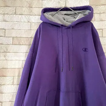 챔피온 후드티 풀오버 자수 속기모 퍼플 L