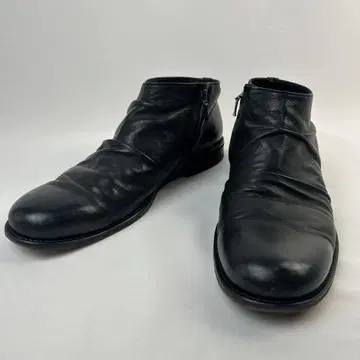 파드로네 숏부츠 사이드 지퍼 주름 가공 26cm 블랙 가죽