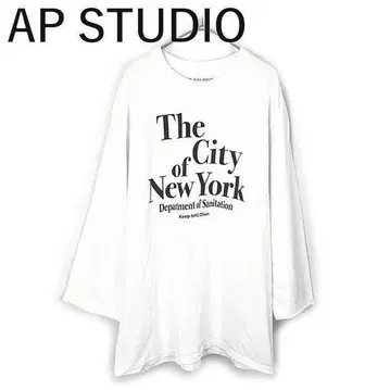 AP STUDIO 로고 티셔츠 와이드 슬리브 화이트