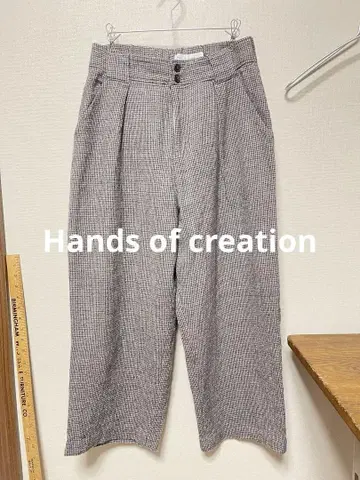 Hands of creation 하운드투스 체크 와이드 팬츠