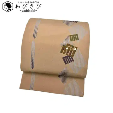 나고야 오비 겐지코 벚꽃 꽃 크레이프 원단 매실 염색 O-4262