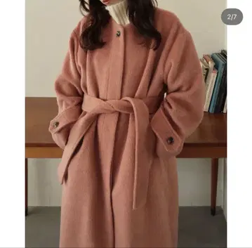 mideal 샤기 롱 코트