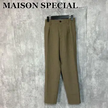 MAISON SPECIAL 울 글렌체크 와이드 테이퍼드 슬랙스