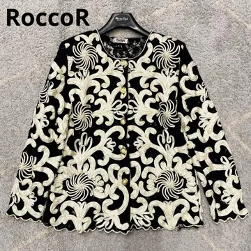 빈티지 AZABU RoccoR 화려한 자수 자켓 골드 버튼