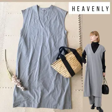 heavenly 헤븐리 스트레치 V넥 슬리브리스 원피스