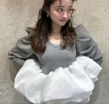 [ 정품 ] BIBIY AMELIE PEPURAMU KNIT 그레이
