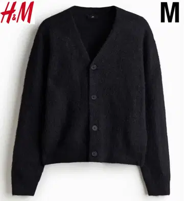 새상품 H&M 모헤어 기모 니트 퍼지 가디건 블랙 M