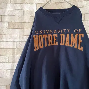 맨투맨 센터 자수 NOTRE DAME 속기모 네이비 XL