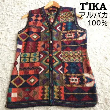[컨디션 최상] T'IKA 티카 알파카 100% 올 패턴 니트 베스트