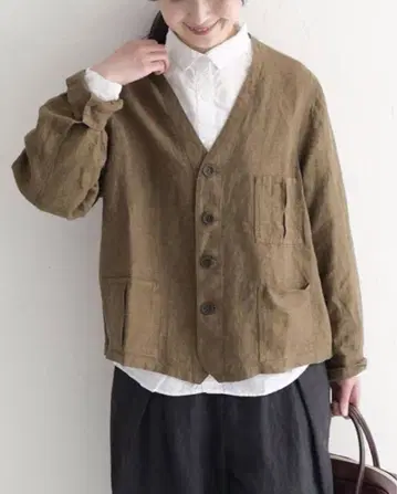 에코로코 린넨 자켓 노카라 자켓 린넨 100%
