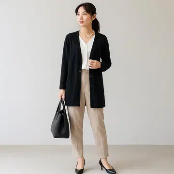 FOXEY 롱 가디건 블랙 M 상당 코튼 x 실크 일본제