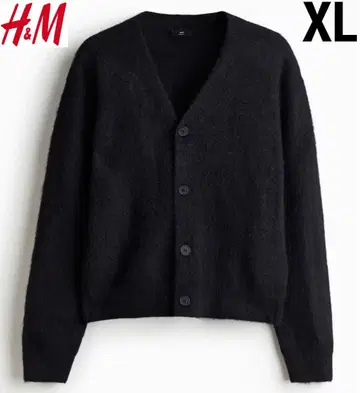 새상품 H&M 모헤어 기모 니트 퍼지 가디건 블랙 XL
