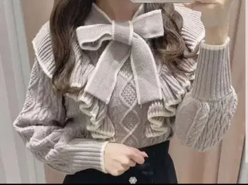 evelyn 리본 케이블 니트 핑크