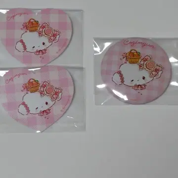 캔뱃지, 스티커 2장 세트 코기뮨 깅엄 후르츠 산리오