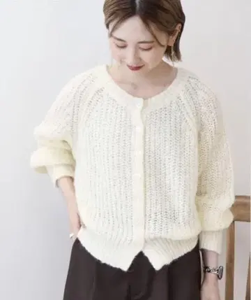 아메리칸 홀릭 모헤어풍 달콤한 편직 가디건 아이보리 M