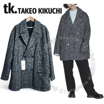 택 포함 새상품 tk.TAKEO KIKUCHI 트위드 미들 피코트 M