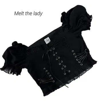 Melt the lady 크롭 레이스업 상의