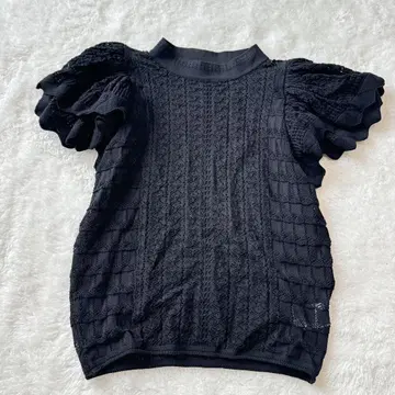 eimy 이스토아르 케이프 슬리브 openwork 니트 BLACK