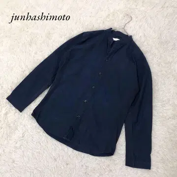 junhashimoto 준하시모토 긴팔 셔츠 밴드 카라 네이비 S