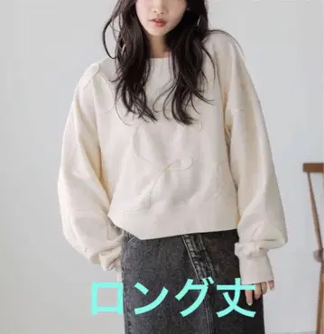 LOWRYS FARM 자수 기모 풀오버 롱 기장
