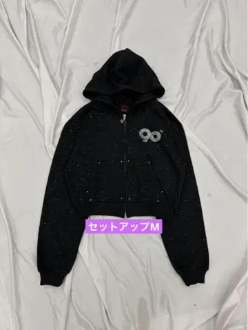 9090girl 셋업 Logo Glitter Zip Hoodie