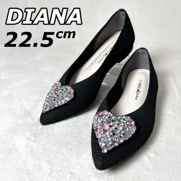 [ 새상품급 ] DIANA 플랫 펌프스 22.5 블랙 니트 하트 비쥬