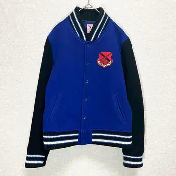 올림피아르탄 바시티 자켓/로고 와펜 블루 기모 스트릿 Y2K 파랑