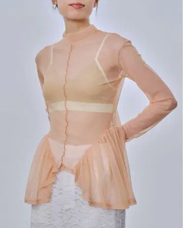 POPPY 아치 개더 시스루 상의 오렌지