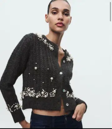 펄 비즈 니트 가디건 ZARA