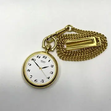 SEIKO 회중시계 7431-6010 쿼츠 골드 [ 작동 확인 완료 ]