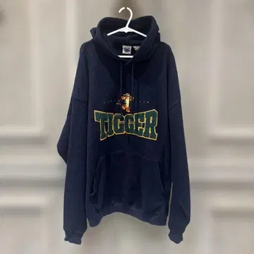 Disney 티거 자수 로고 후드티 네이비