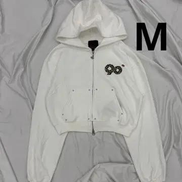 9090 girl 90 로고 글리터 집 후디 화이트