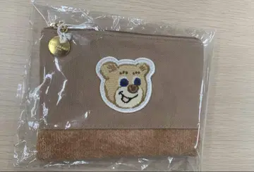 곰 자수 베이지 파우치