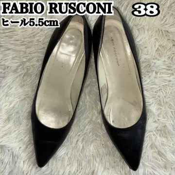 FABIO RUSCONI 블랙 하이힐 38 힐 5.5cm