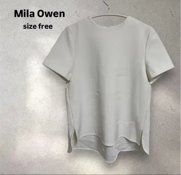 새상품급 Mila Owen 화이트 반팔 상의 슬릿 포함 블라우스 F