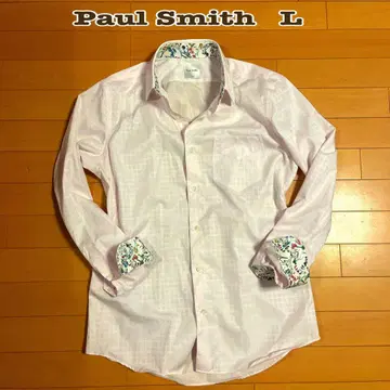 Paul Smith 폴스미스 셔츠 핑크 체크 무늬 꽃무늬 L 사이즈