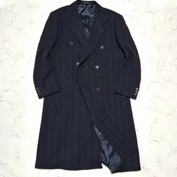 새상품급 캐시미어 혼방 더블 체스터 코트 네이비 헤링본 이탈리아제