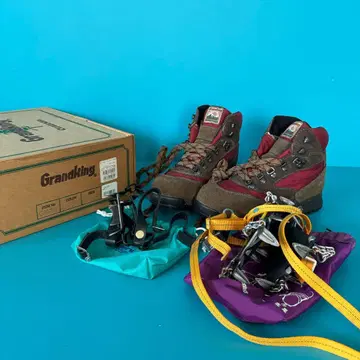 GrandKing [새상품급] 고어텍스 버건디 등산화 아이젠 세트