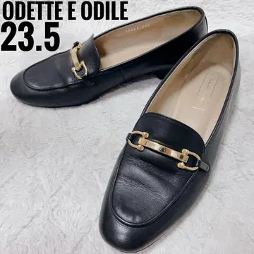 ODTTE E ODILE 블랙 천연 가죽 비트 로퍼 23.5