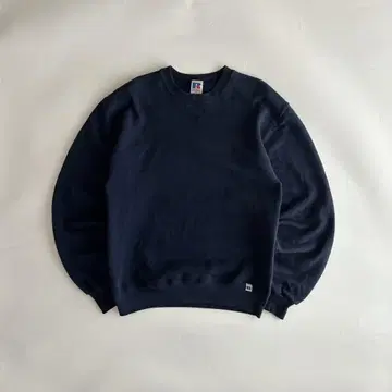 레어 90s 러셀 USA제 무지 맨투맨 페이드 네이비 짧은 기장 M