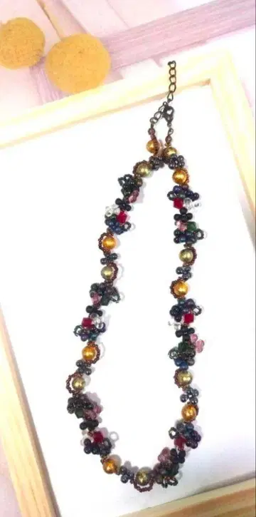 멀티 컬러 비즈 목걸이