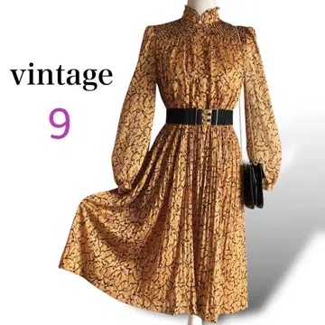 새상품급 70년대 빈티지 레트로 플리츠 원피스 9호 리본 벨트