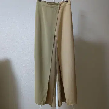바이컬러 팬츠 랩 팬츠 와이드 팬츠 이소재 팬츠 이소재 랩 팬츠