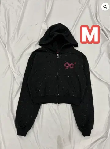 90 Logo Glitter Zip Hoodie M