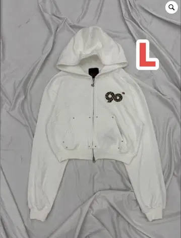 90 Logo Glitter Zip Hoodie L