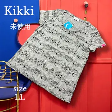 미사용 [ Kikki ] 그레이 프린트 패턴 T셔츠 LL