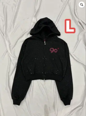 90 Logo Glitter Zip Hoodie L