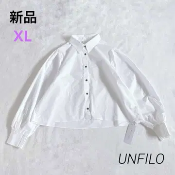새상품 UNFILO 볼륨 슬리브 크롭 셔츠 XL