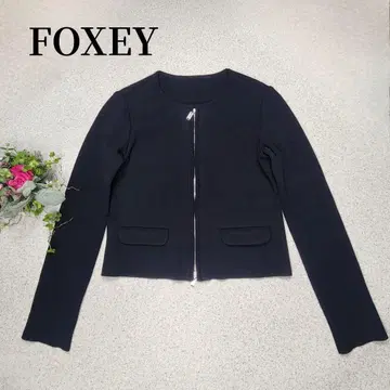 FOXEY 고급 이탈리아제 원단 더블 집업 니트 가디건