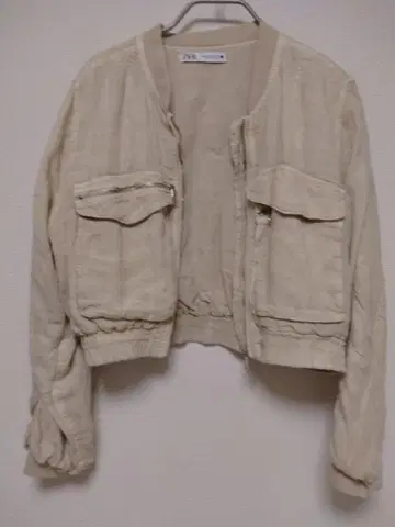 ZARA 포켓 린넨 봄버 자켓 XS